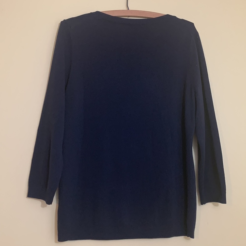 Talbots | Blue Llama Embroidered Pom Pom 3 D Knit Pullover Fun Sweater M - Picture 17 of 17